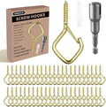 60 Pcs Gold Eye Hooks Screw Heavy Duty, Ceiling Hooks by Unknown