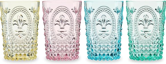 Twine Embossed Acrylic Colorful Drinking Glasses, Durable Shatterproof Tumblers by TWINE