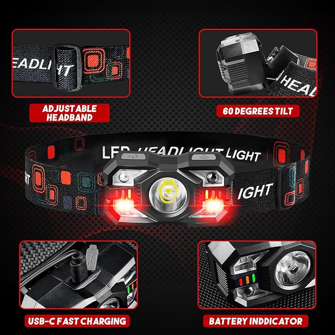 Headlamp Rechargeable 12Pack, 3000 Lumen Ultra-Light Bright Headlamp Flashlight - Image 3