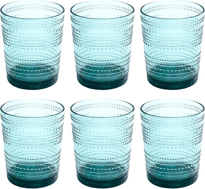 Beaded 15.6 oz Durable Acrylic Double Old Fashioned Drinking Glasses, by AbodeHomewares-TheDesignDestinationforTabletopDrinkwareKitchenandPet