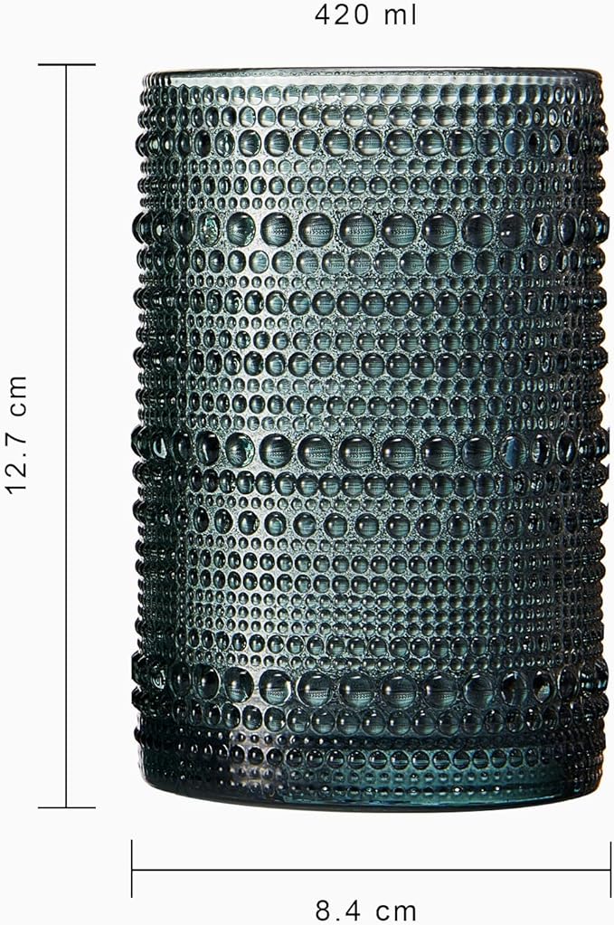Khen Hobnail Beaded Highball Drinking Tumbler Glasses | Set of 4 | Color - Image 5