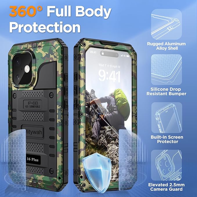 Mitywah Waterproof Case for iPhone 16 Plus, Shockproof Heavy Duty Case - Image 5