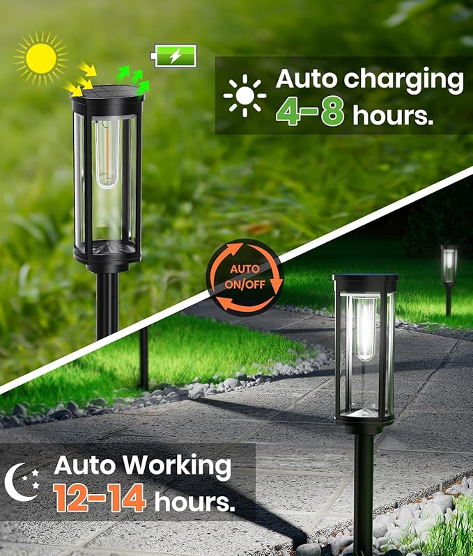NEWMESSI 6 Pack Solar Pathway Lights Outdoor, Super Brightness IP65 Waterproof - Image 5