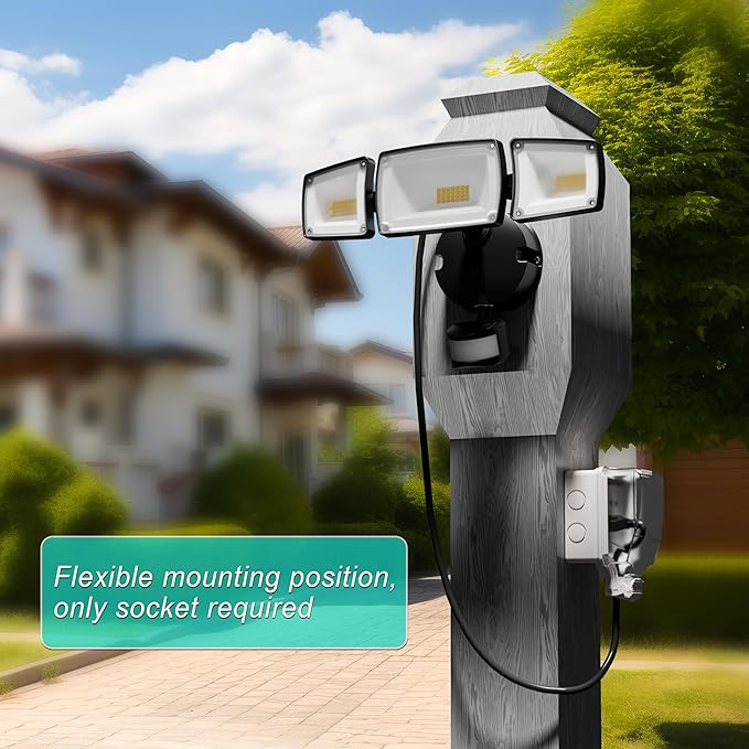 USTELLAR 55W Plug in Flood Light Outdoor, 5500lm Motion Sensor Outdoor Lights - Image 4