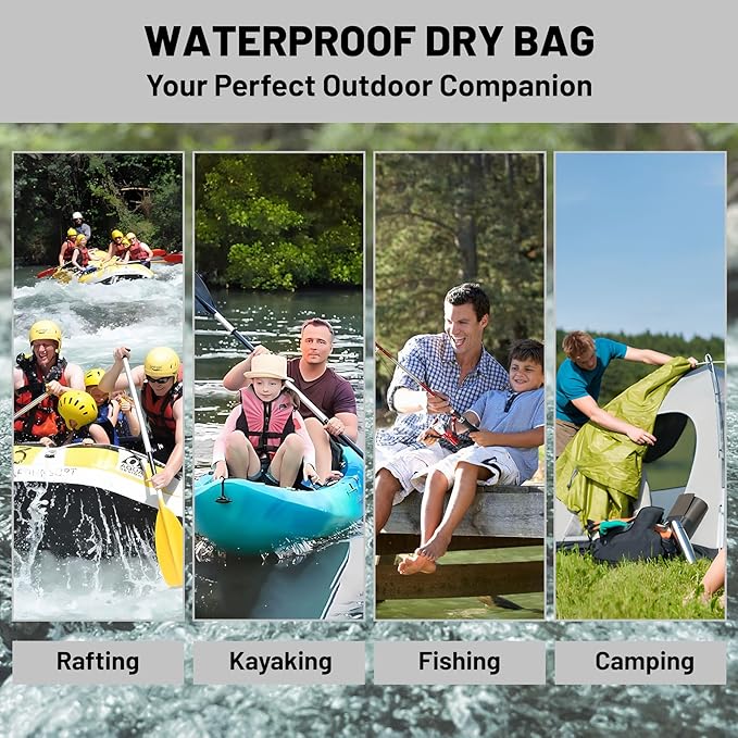 Waterproof Dry Bag, Roll Top Green Small Waterproof Backpack - Image 4