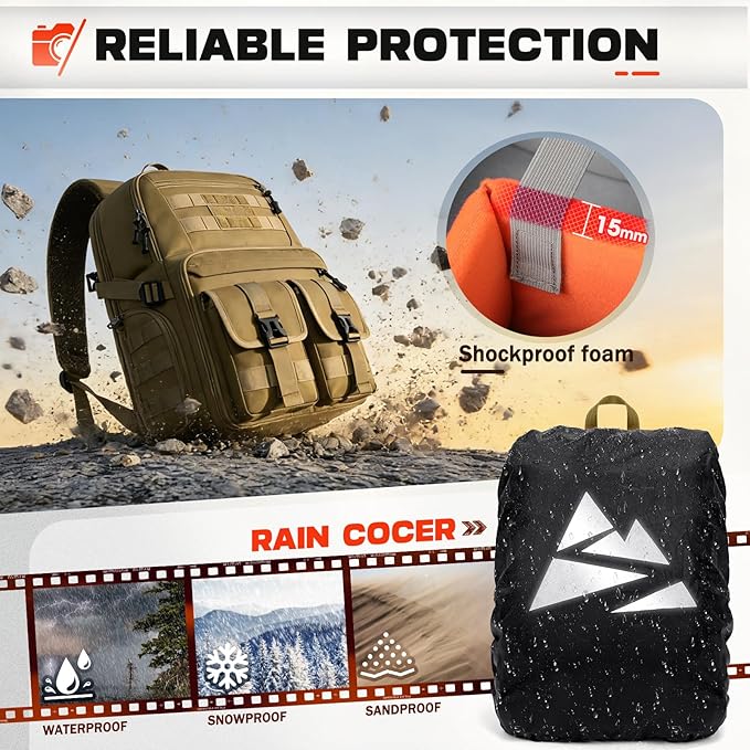 RAINSMORE Camera Bag Backpack for DSLR/SLR/Mirrorless Camera Bags for - Image 4
