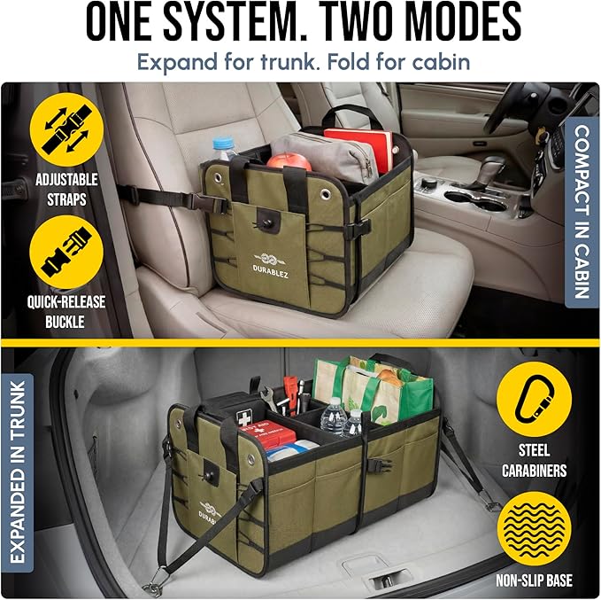 Heavy Duty Foldable Trunk Organizer 2-Section – Dual-Compartment Car Cargo Box - Image 7