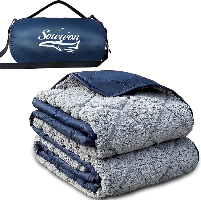 Waterproof Outdoor Blanket 82”X 55” Packable, Stadium Blankets by sowwon