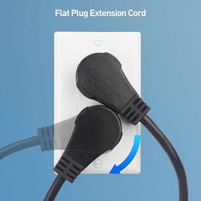 Cable Matters 2-Pack 16 AWG 360° Rotating Flat Plug Extension Cord - 10ft - Image 3