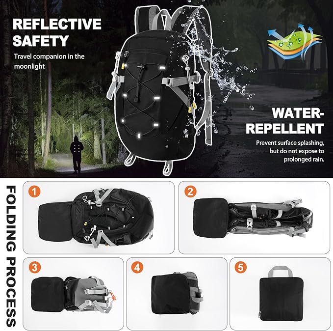 20L Hiking Backpack Lightweight Packable Hiking Daypack, Foldable Small Travel - Image 5