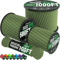 Reflective Paracord Rope 750 lb - 200ft 5/32" Parachute Cord 4MM 12-Strand para by Triberion