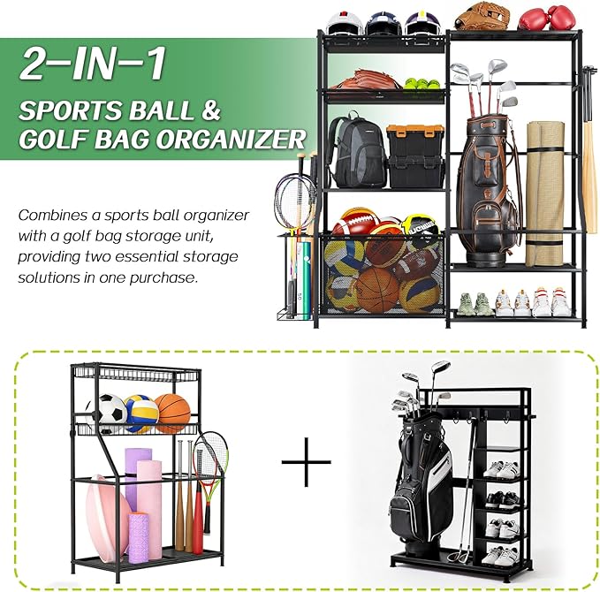 Large Sports Organizer for Garage, Ball Storage Rack Garage Sports Equipment - Image 4