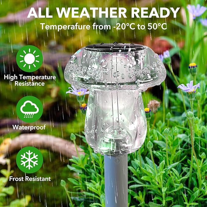 Benany Solar Lights Outdoor, 16 Pack Mushroom Lights Outside Waterproof - Image 6