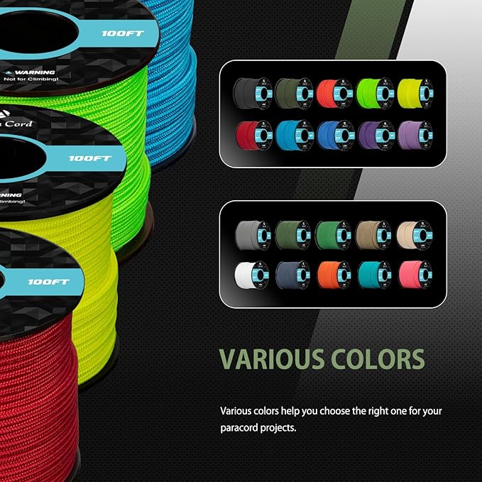 Abma Cord 2.4mm Paracord 275 100ft Nylon Rope 4 Strands Tactical Parachute Cord - Image 5