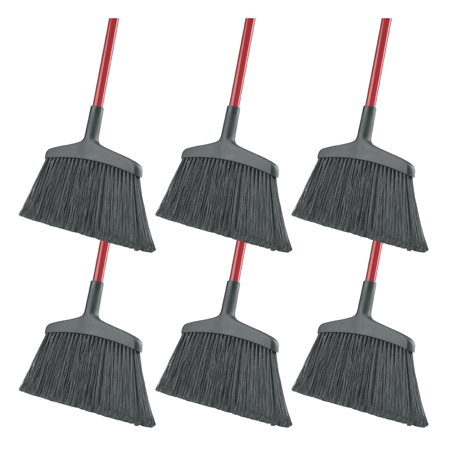 Libman Commercial 997 Wide Commercial Angle Broom, 55" Length, 15" Width, Black/Red (Pack of 6)
