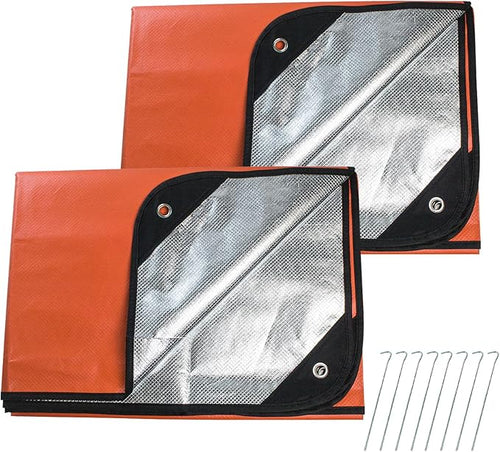 2 Pack Upgrade Survival Blanket – Insulated Thermal Reflective Tarp by LeadCon
