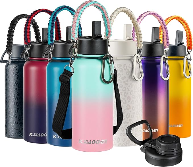 KXIAOCHEN Insulated Water Bottle, Stainless Steel Water Bottle, 2 Lids by KXIAOCHEN
