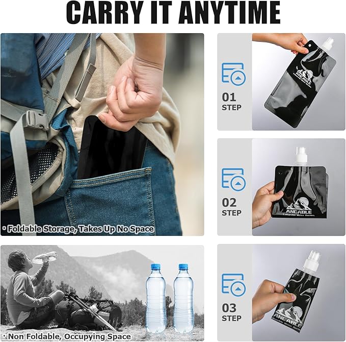 Ancable 17oz Collapsible Water Bottles, BPA-Free Water Bottle - Image 3