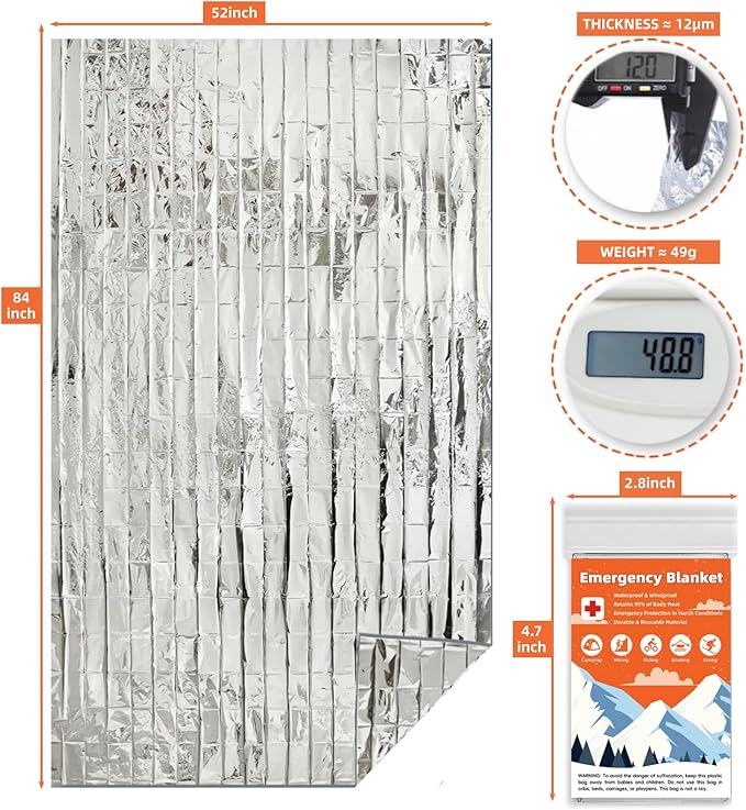 10 Pack Emergency Thermal Blanket Survival, Mylar Blankets - Image 2