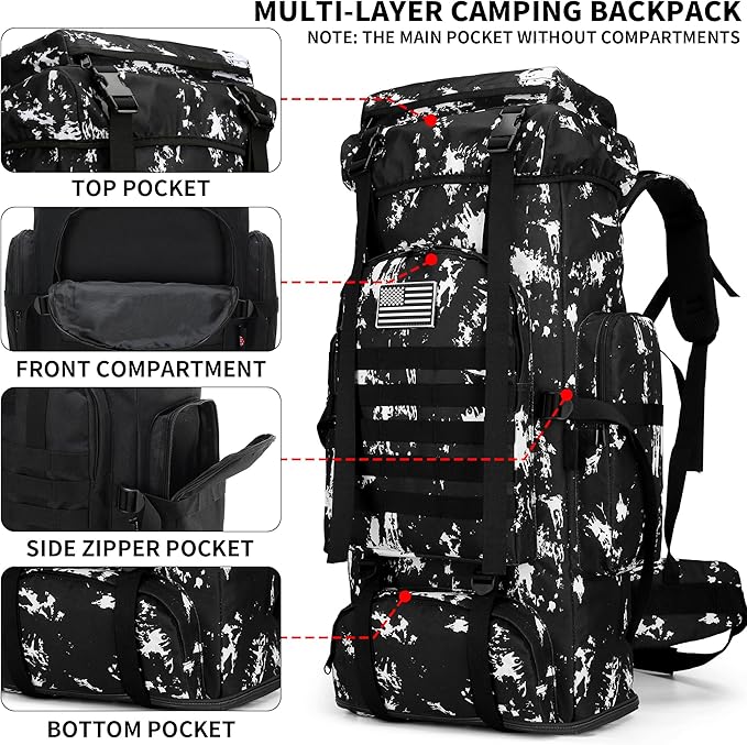 Hiking Backpack for Men 70L/100L Camping Backpack Military Rucksack Molle 3 - Image 3