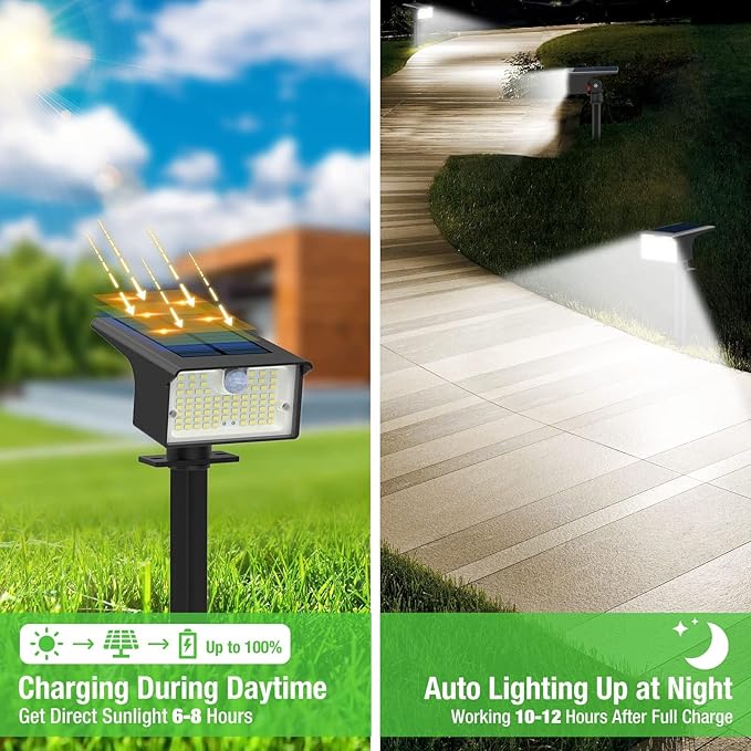 Nipify Solar Spot Lights, 3 Modes 62LED Outdoor Motion Sensor, Waterproof - Image 3