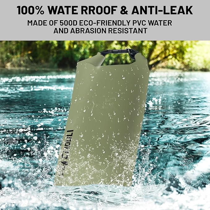 Waterproof Dry Bag, Roll Top Green Small Waterproof Backpack - Image 2