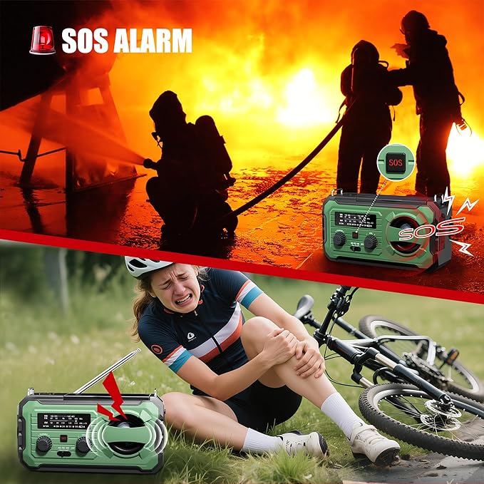 Hand Crank Emergency Radio, 10000mAh Weather Radio - Image 4