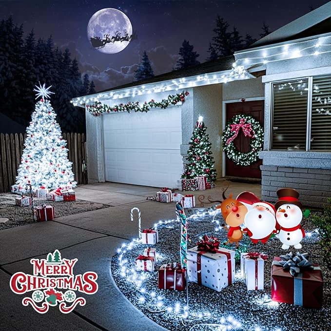 JMEXSUSS 150 LED White Christmas Lights Indoor Outdoor Waterproof, 59 Ft - Image 5