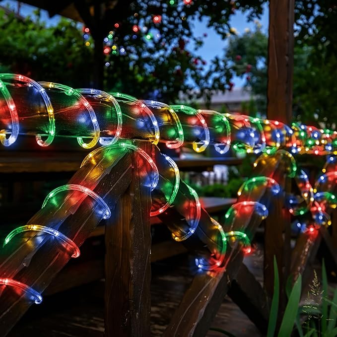 Solar Rope Lights, 66ft 200LED Solar String Lights, 8 Modes Waterproof Solar - Image 3