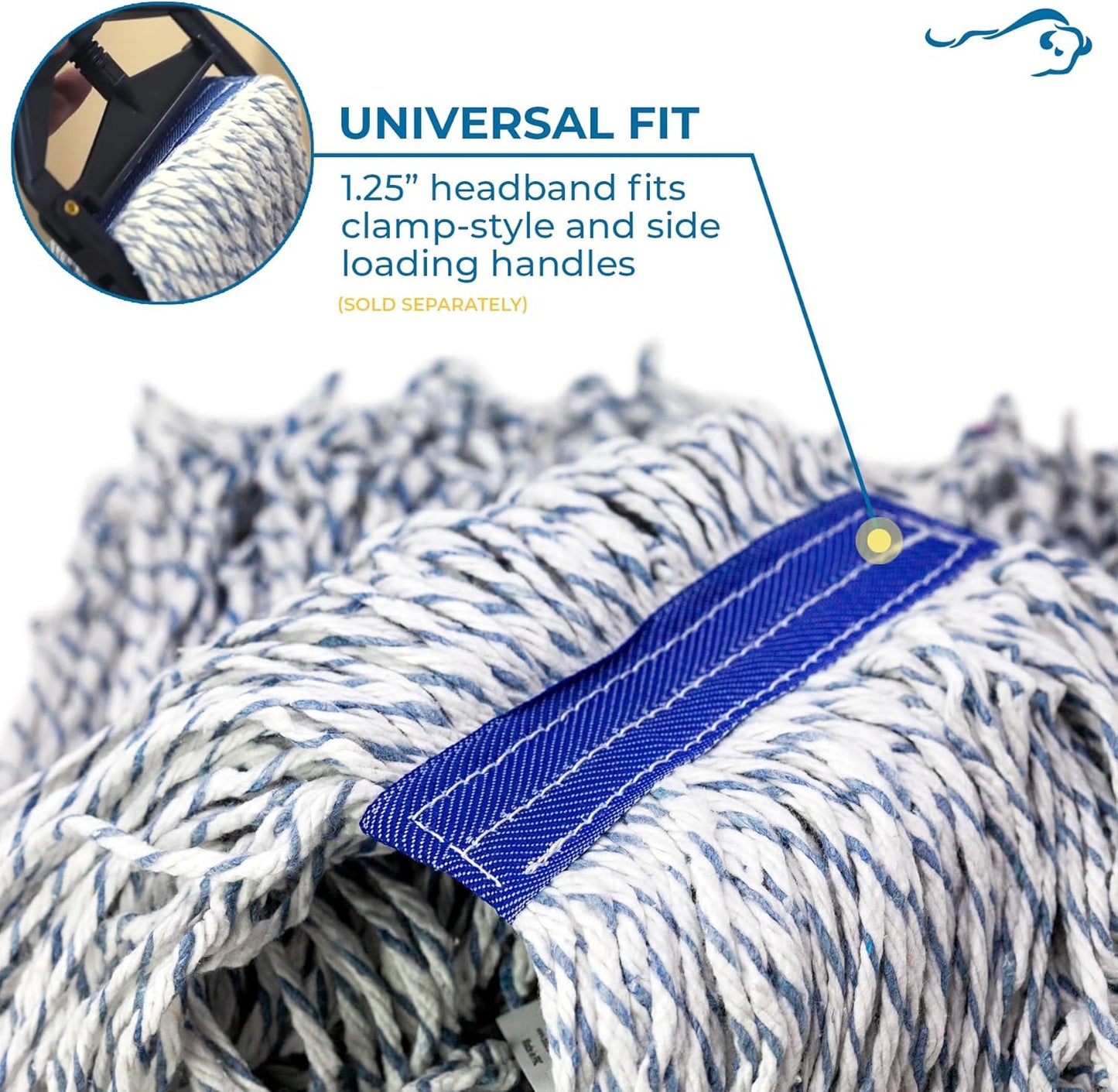 KLEEN Handler Cut End Finish Mop | 1.25" Universal Headband Maximum Absorption Finishing Mop, Pack of 3