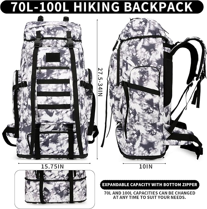 Hiking Backpack for Men 70L/100L Camping Backpack Military Rucksack Molle 3 - Image 2
