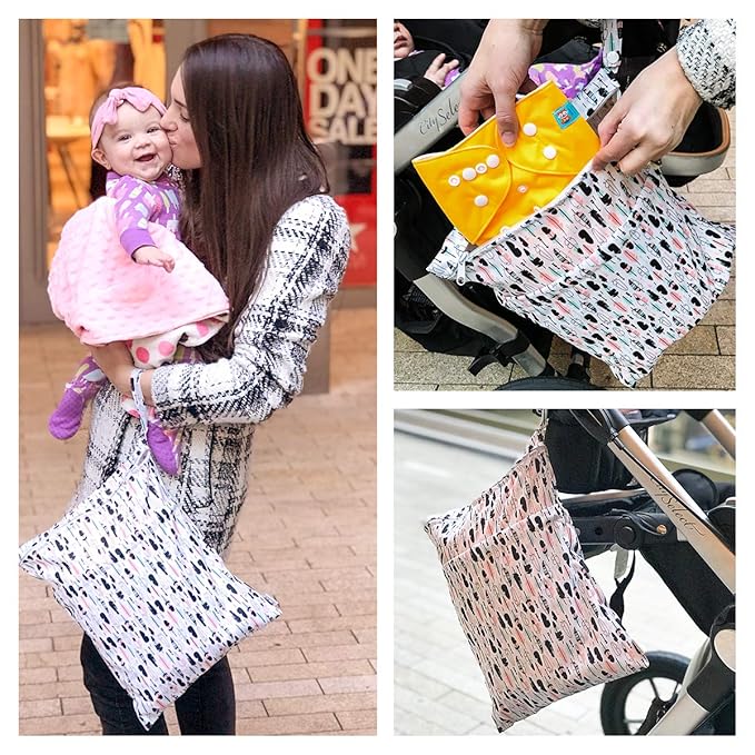 ALVABABY 2pcs Cloth Diaper Wet Dry Bags Waterproof Reusable - Image 7