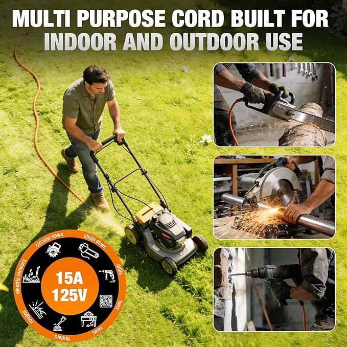Outdoor Extension Cord 10 FT Waterproof, 12/3 Gauge Heavy Duty 3 Prong Power - Image 8