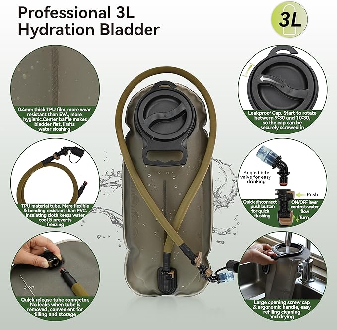 MARCHWAY Tactical Molle Hydration Pack Backpack - Image 6
