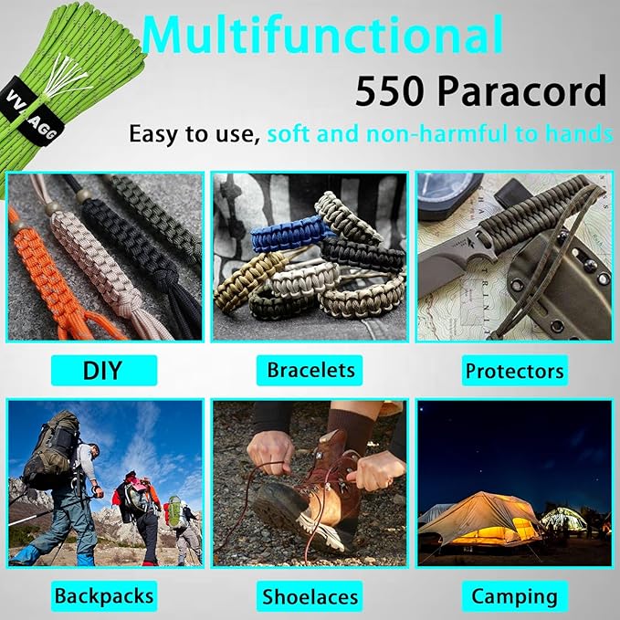 VVAAGG Reflective Paracord Rope 100FT, 7 Strand Nylon para Cord Lanyard Utility - Image 7