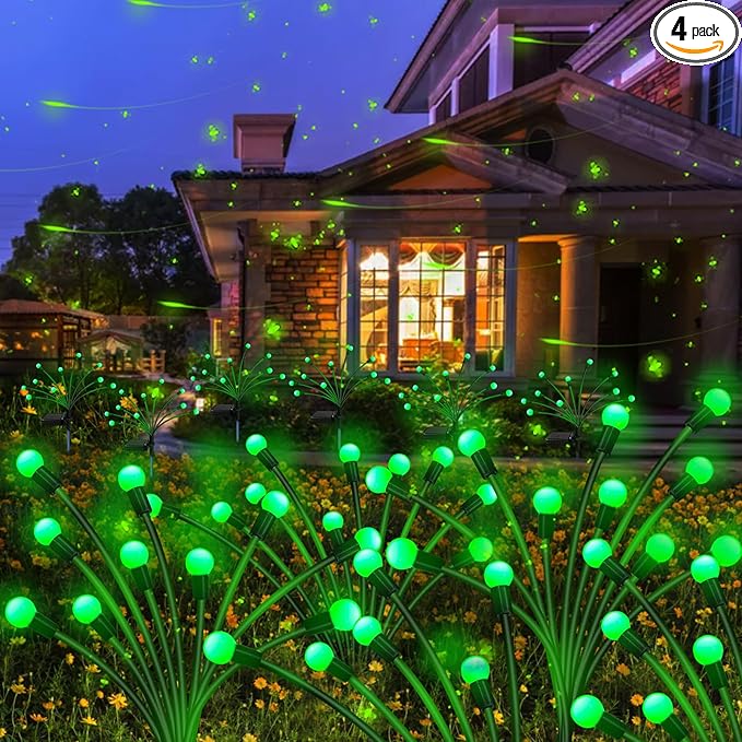 Kohlrabi Solar St Patricks Day Lights Outdoor, 4 Pack 32 LED Solar Green by KohlrabiDecor