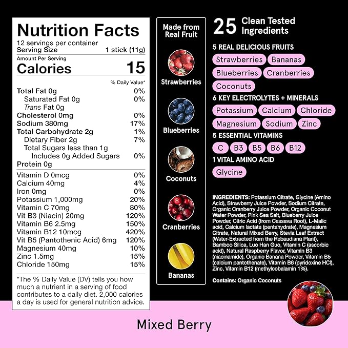 DryWater Electrolyte Powder Packets, Mixed Berry - Image 6