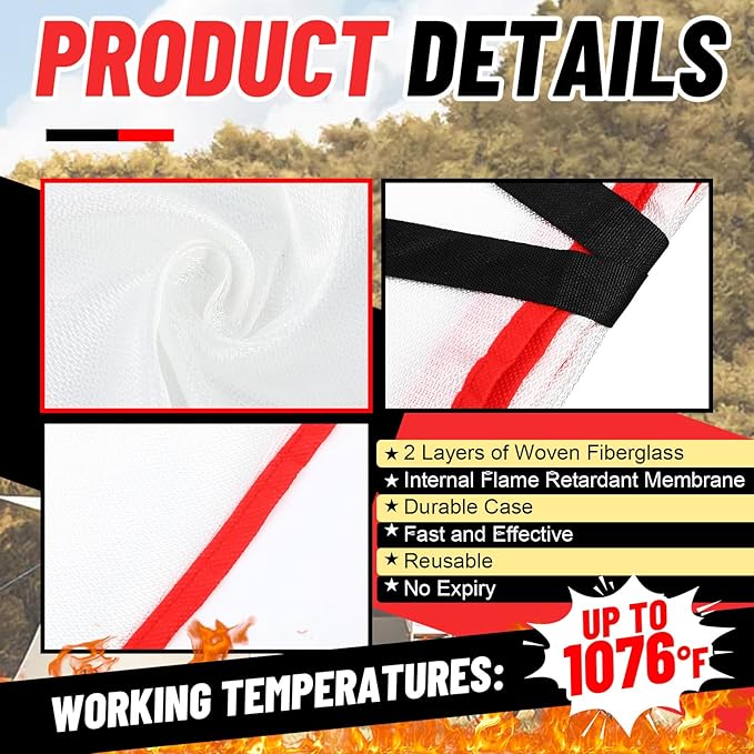 60 Pcs Emergency Fire Blankets for Home and Kitchen 40x40 Inch 20 Fiberglass - Image 3