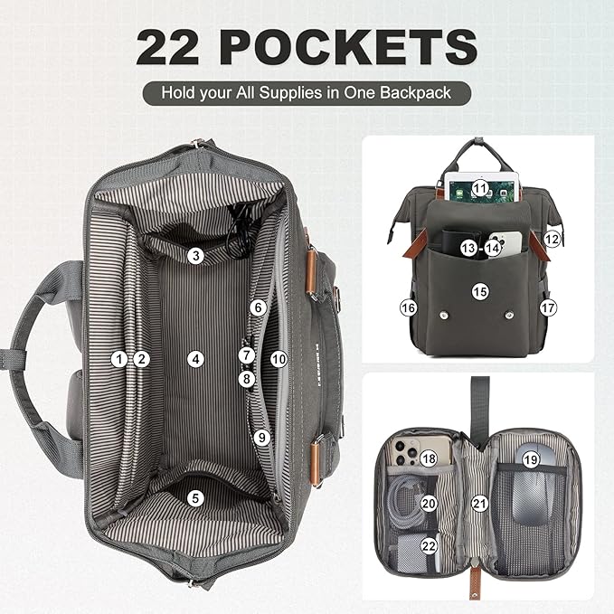 LOVEVOOK Laptop Backpack for Women Work Travel Commuter Backpack Business - Image 3