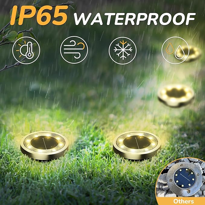 INCX Solar Ground Lights, 16 Pack Solar Lights Outdoor Waterproof, Solar Garden - Image 3