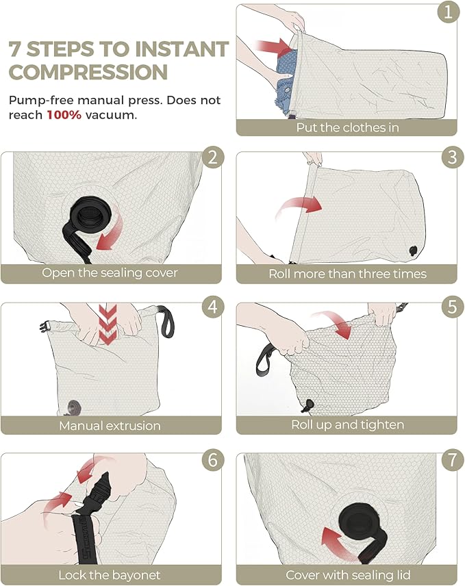 Travel Laundry Bag, Pump-free Vacuum Compression Dirty Clothes Bag, Large - Image 5