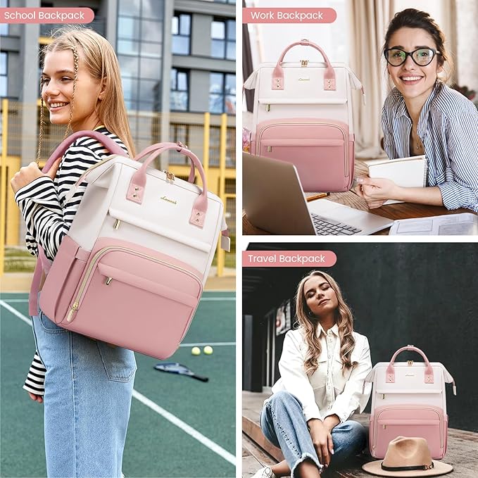 LOVEVOOK Leather Backpack for Women, 15.6 Inch Laptop Bag, Professional Work - Image 6