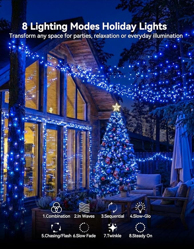 LitHome 99FT 300 LED String Lights Outdoor Indoor, 8 Modes Waterproof Christmas - Image 2