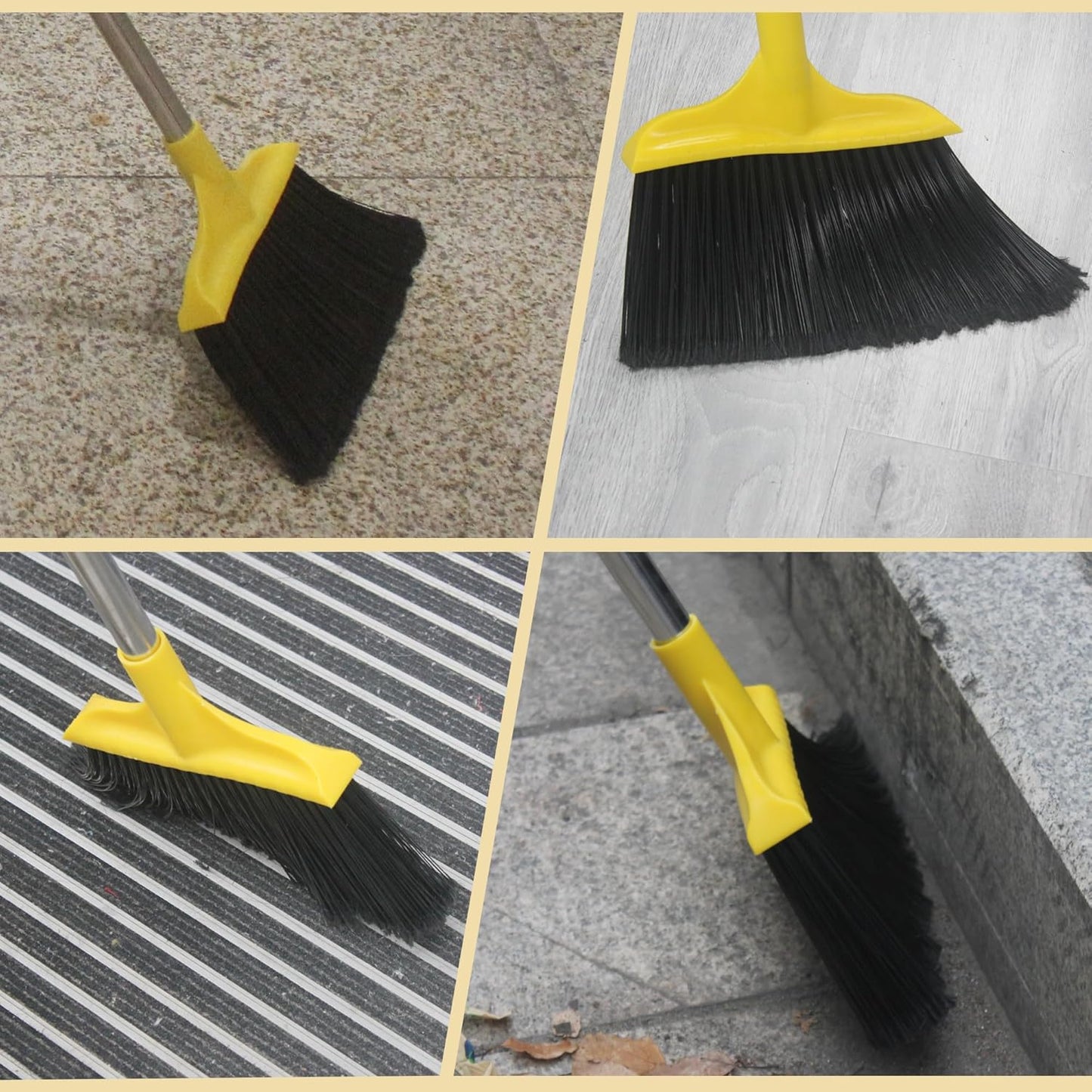 3 Pack Outdoor Heavy Duty Broom 59 Inch - Commercial Grade for Patio, Garage, Restaurant, Lobby, Mall, Market, Office, Kitchen, Driveway, and Warehouse Cleanup