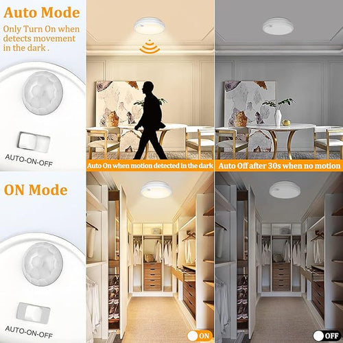 2-Pack Battery Operated Motion Sensor LED Ceiling Lights Indoor, Wireless Flush - Image 2