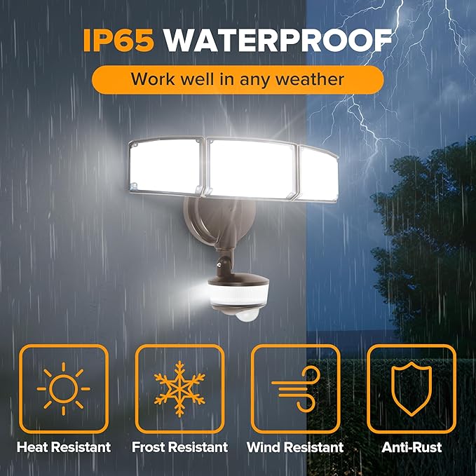 LUTEC 2 Pack 74W 8000 Lumen Motion Sensor Outdoor Lights, 5000K Daylight - Image 7
