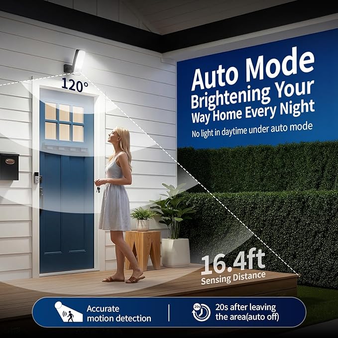 TANBABY 12000mAh Wireless Motion Sensor Outdoor Lights, Rechargeable Battery - Image 3