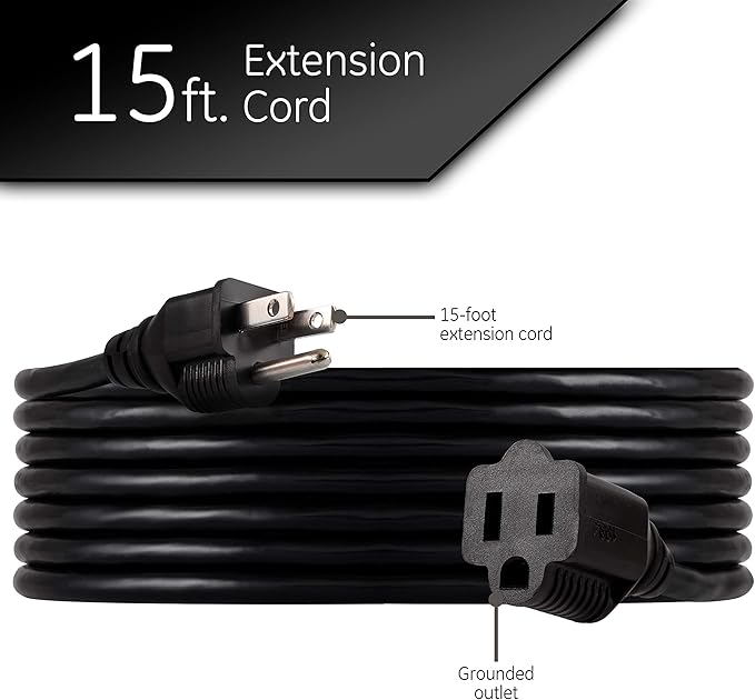 UltraPro Outdoor Extension Cord, 15 Ft, Heavy Duty, UL Certified 3 Prong - Image 2
