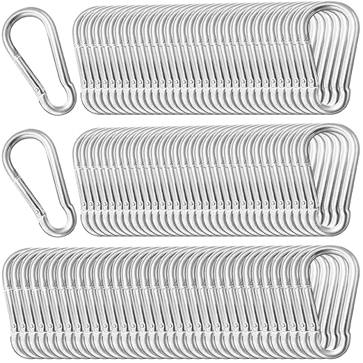 150 Pack 2" Heavy Duty Carabiner Clips, M5 Sliver Galvanized Steel Spring Snap by SEUNGCH