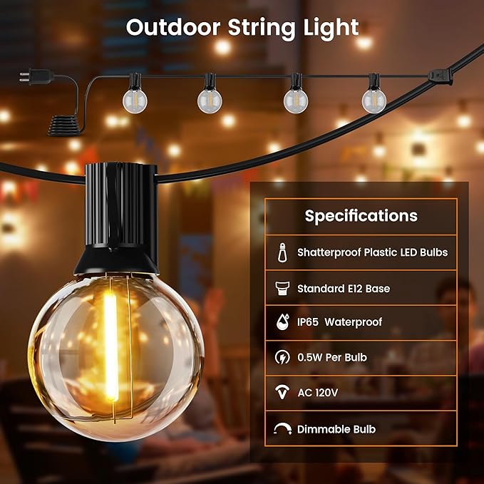 OHLUX Outdoor String Lights, 110FT Dimmable Patio Lights - Image 5